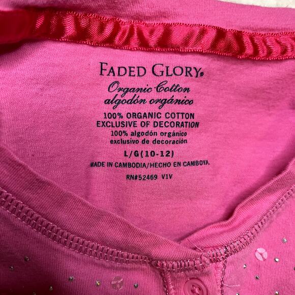 Faded Glory Pink Sequin Henley Top - Picture 3 of 6